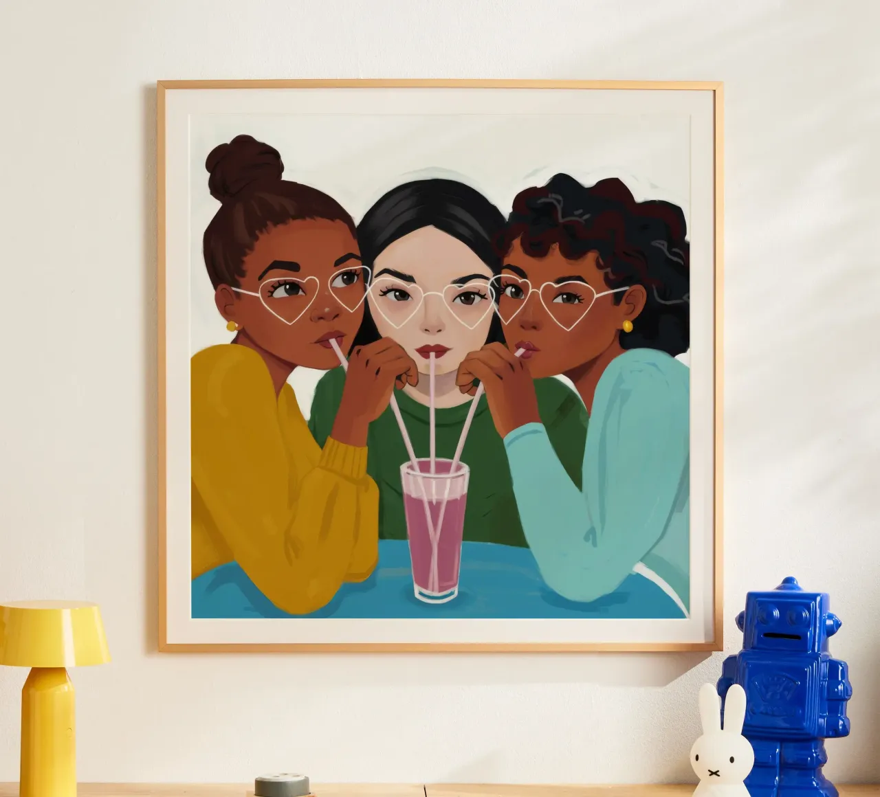 Elisir di sorellanza condiviso poster con telaio in legno da Aether Brush