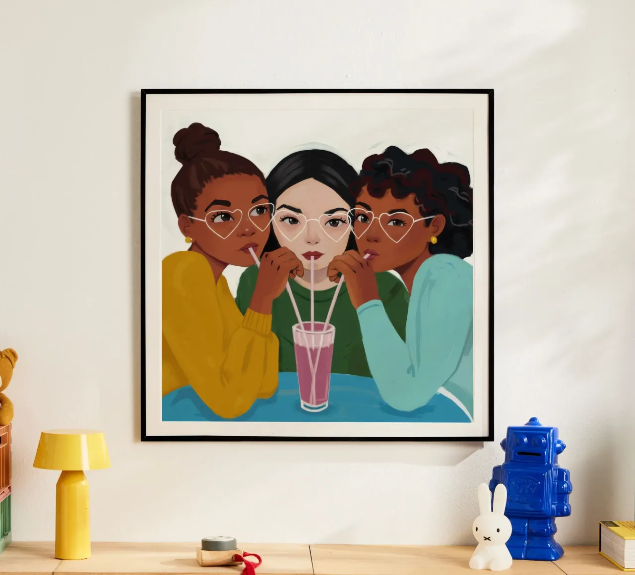 Elisir di sorellanza condiviso poster con telaio in legno da Aether Brush