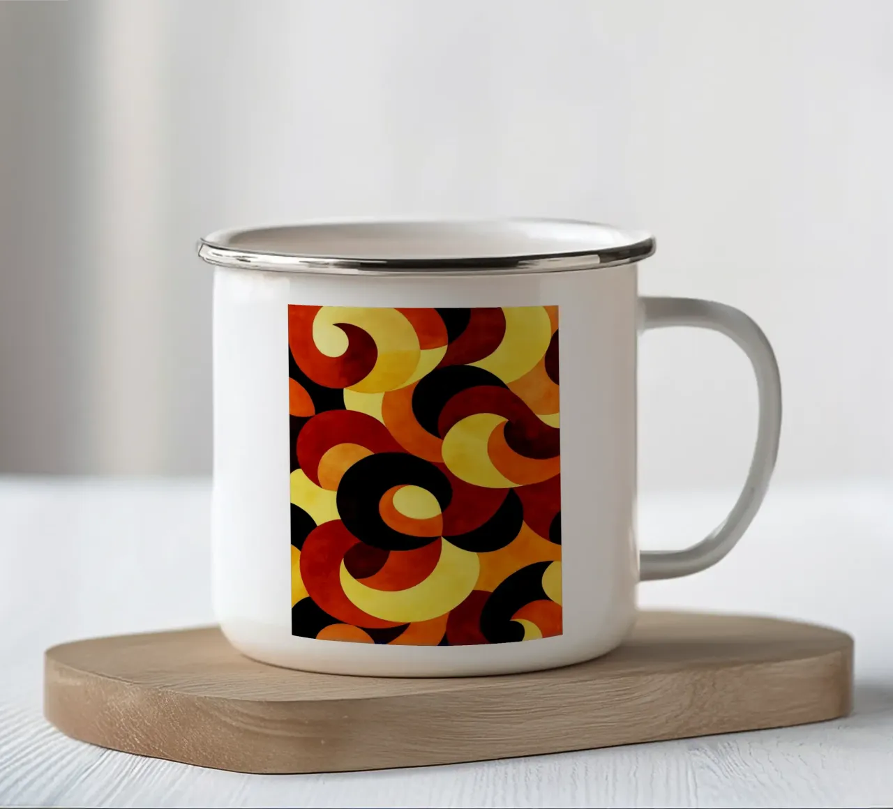 Golfcirkel Moderne Abstracte Kunst emaille mok van Bulaxtims
