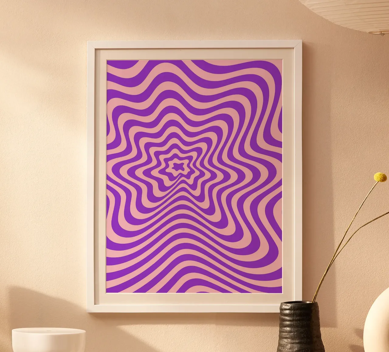 Wave Line Modern Abstract Art Poster mit Holzrahmen von Bulaxtims