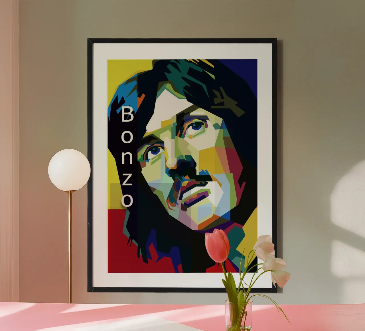John Bonham Led Zeppelin Rock Blues WPAP Trending Now poster con telaio in plastica da Artkreator