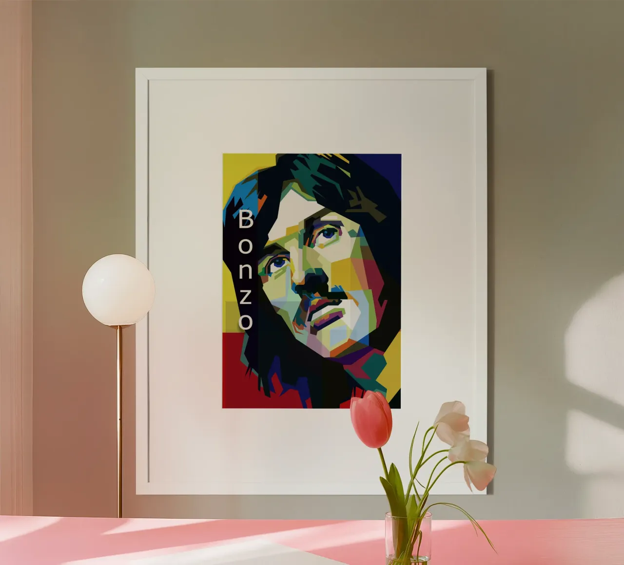 John Bonham Led Zeppelin Rock Blues WPAP Trending Now poster con telaio in plastica da Artkreator