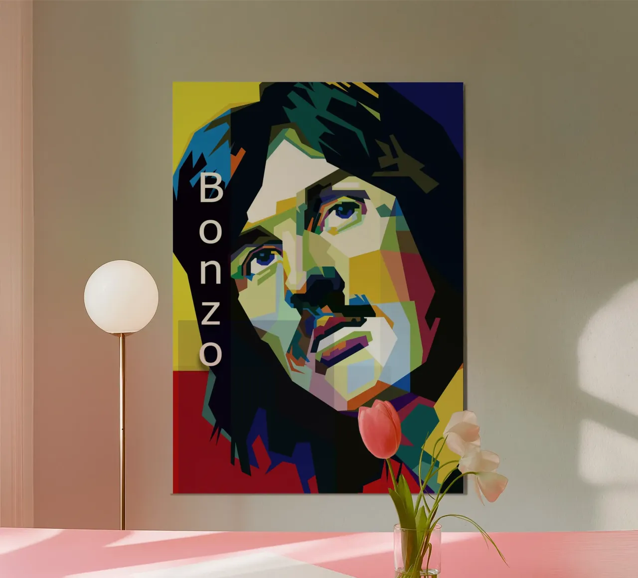 John Bonham Led Zeppelin Rock Blues WPAP Trending Now poster con telaio in plastica da Artkreator