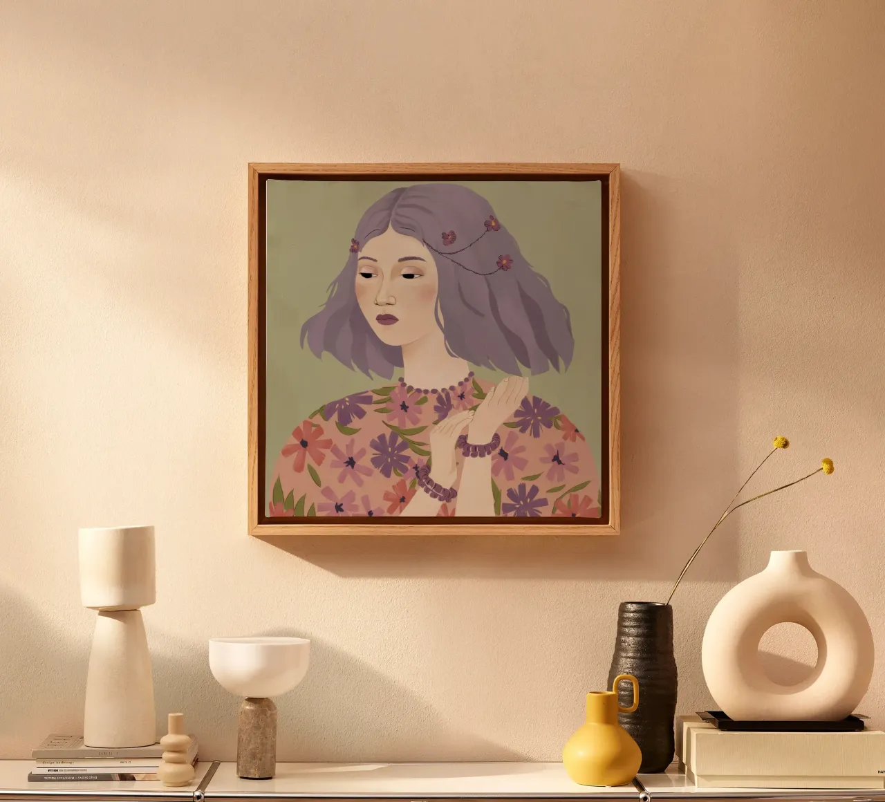 Sussurro di fiori di lavanda tela con Cornice a cassetta da Aether Brush