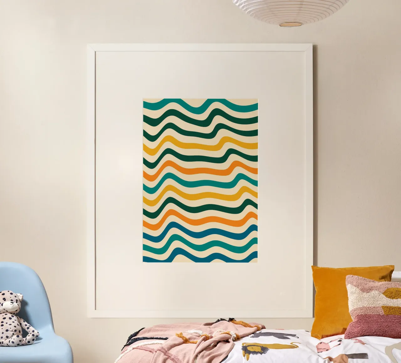 Wive Line Modern Abstract Design poster avec cadre en bois de Bulaxtims