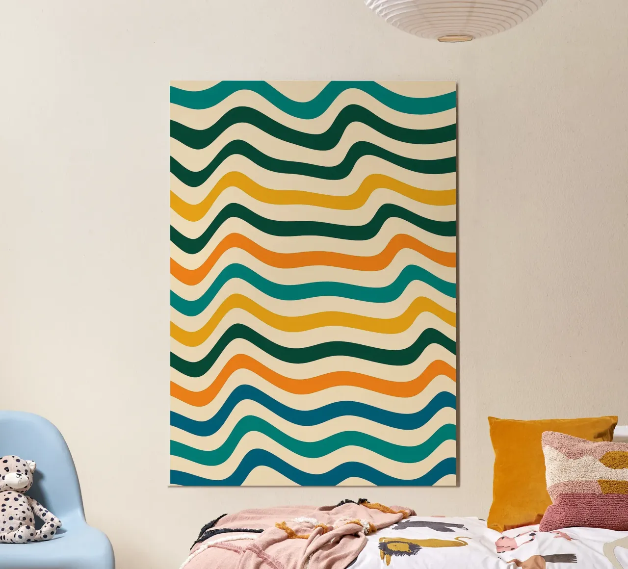 Wive Line Modern Abstract Design poster avec cadre en bois de Bulaxtims