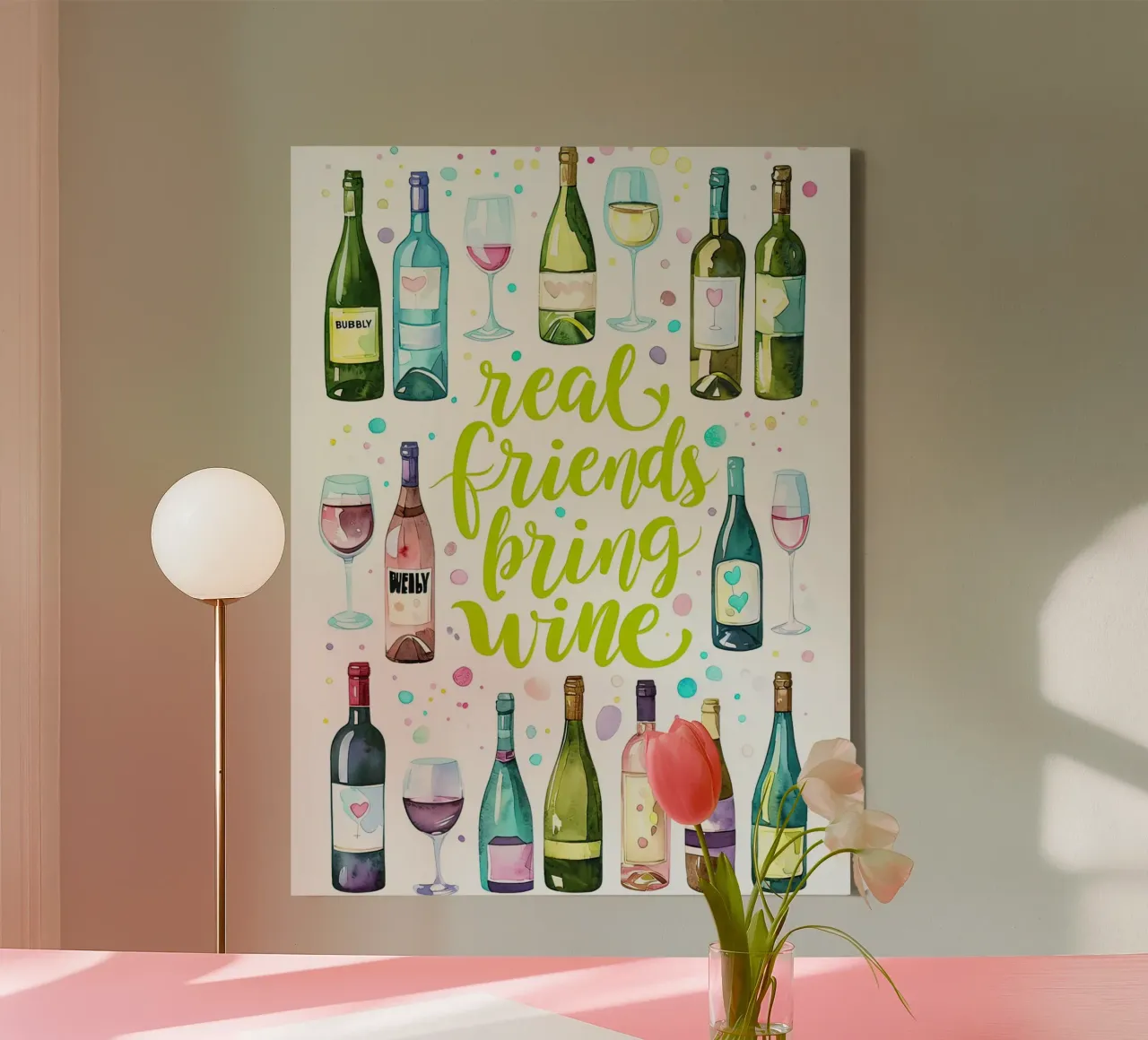 I veri amici portano il vino tela con Cornice a cassetta da 🎁 ARTVI-SHOP