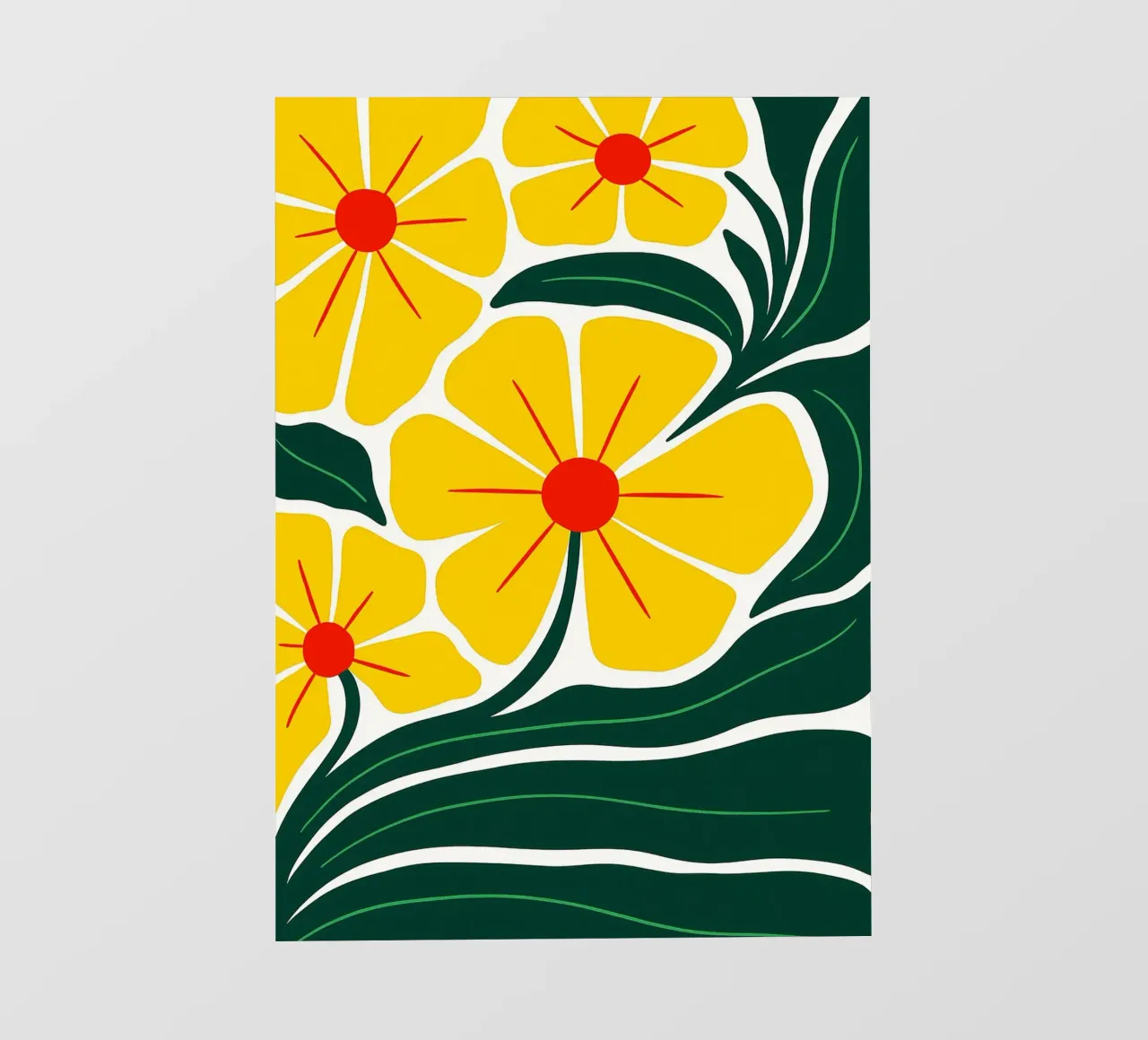 Gele Bloemen Abstracte Kunst pvc-zeil van Bulaxtims
