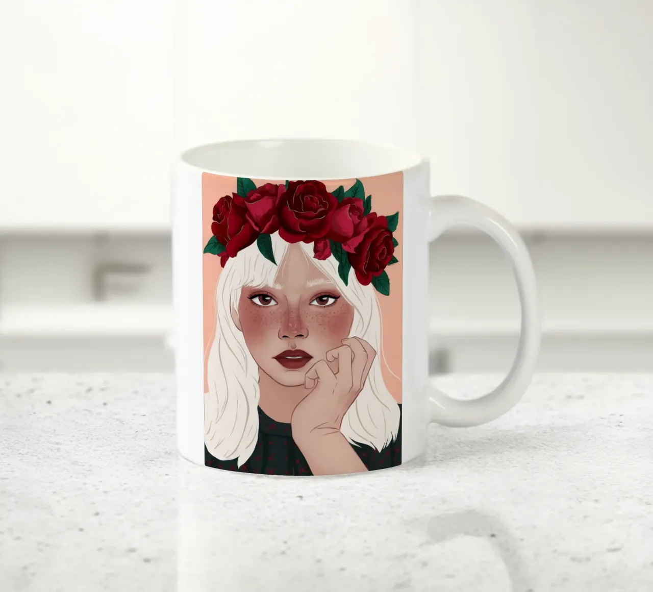 Reverie della rosa cremisi tazza in ceramica da Aether Brush