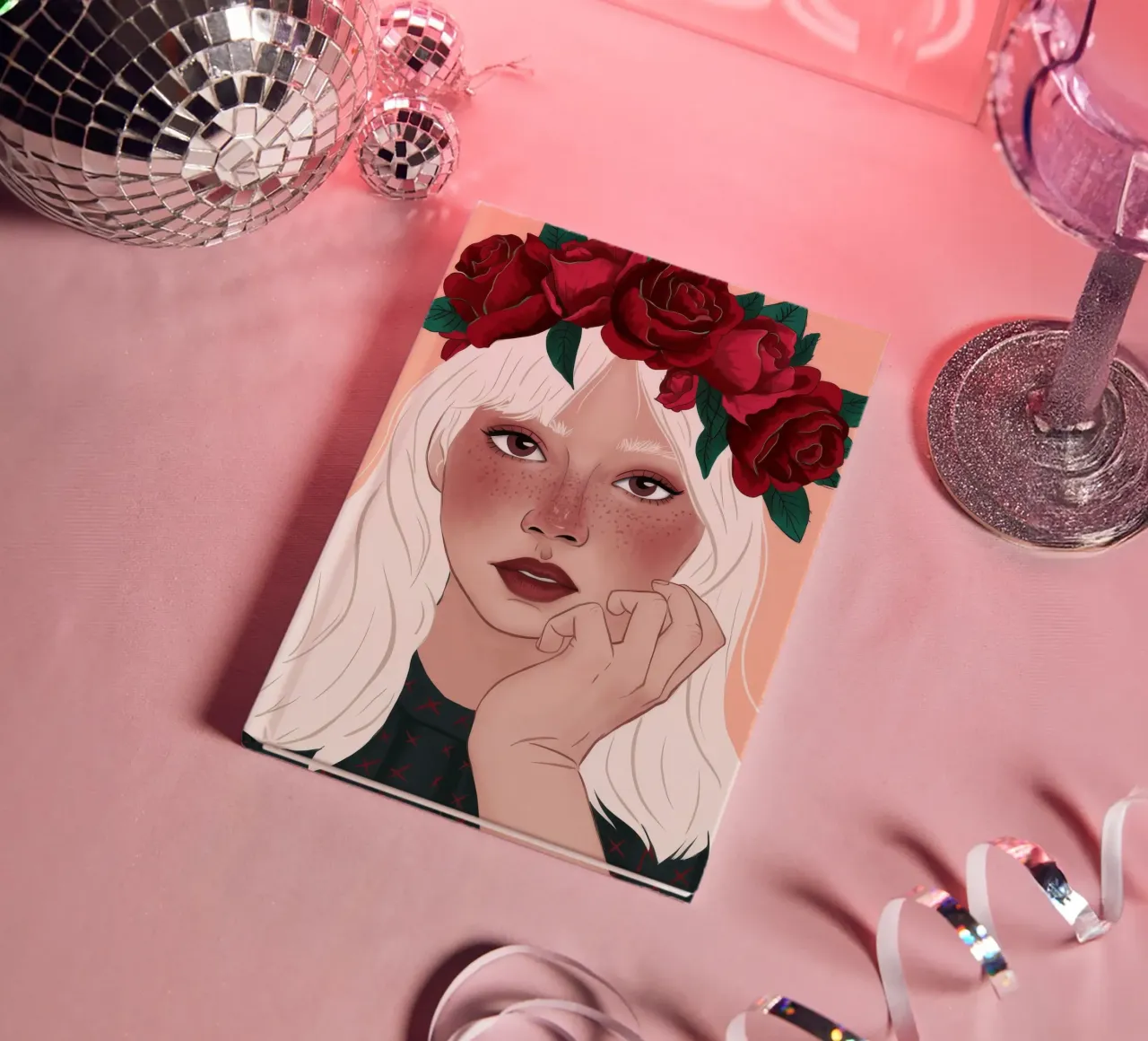 Crimson Rose Reverie notebook by Aether Brush