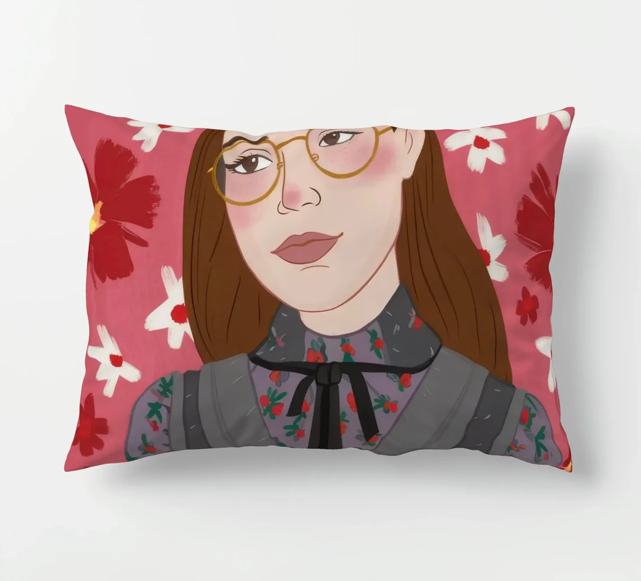 Crimson Floral Vision decorative cushion by Aether Brush