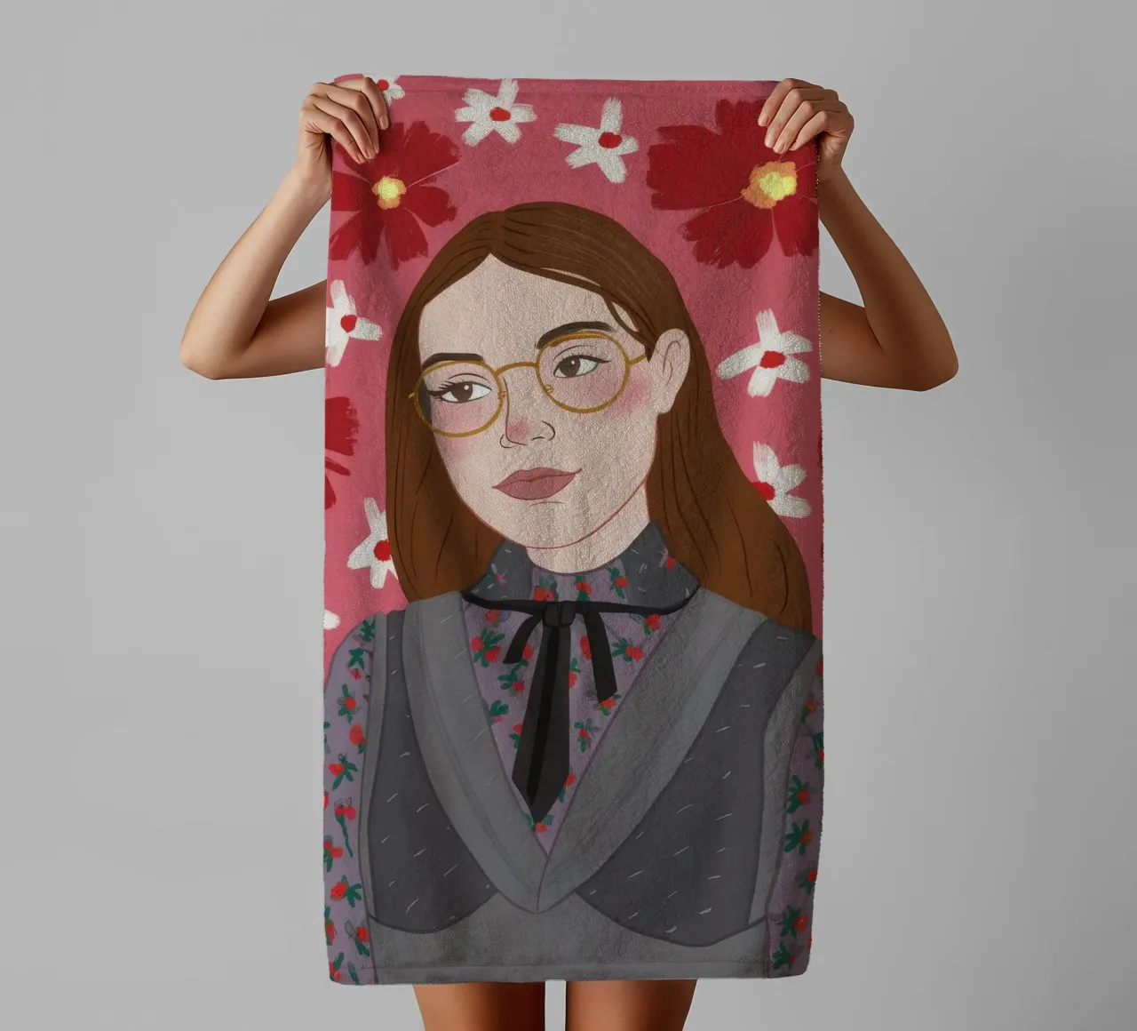Crimson Floral Vision towel by Aether Brush