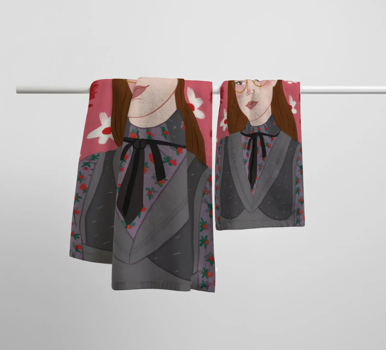 Crimson Floral Vision towel by Aether Brush