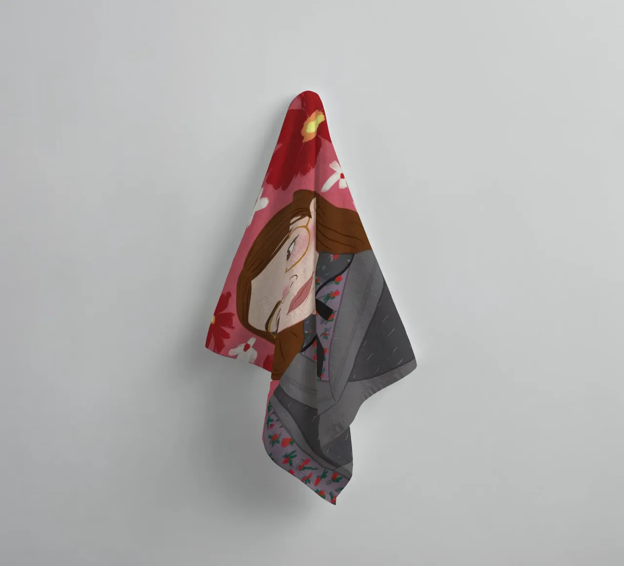 Crimson Floral Vision towel by Aether Brush