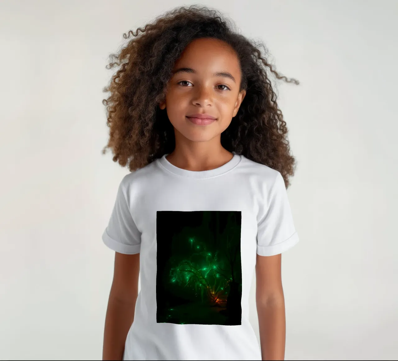green abstract design creating an enchanting atmosphere kids t-shirt by DesignDoodle