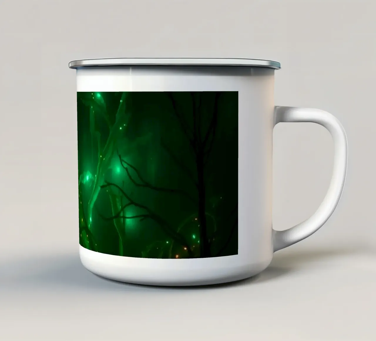 design verde astratto che crea un'atmosfera incantevole tazza in smalto da DesignDoodle