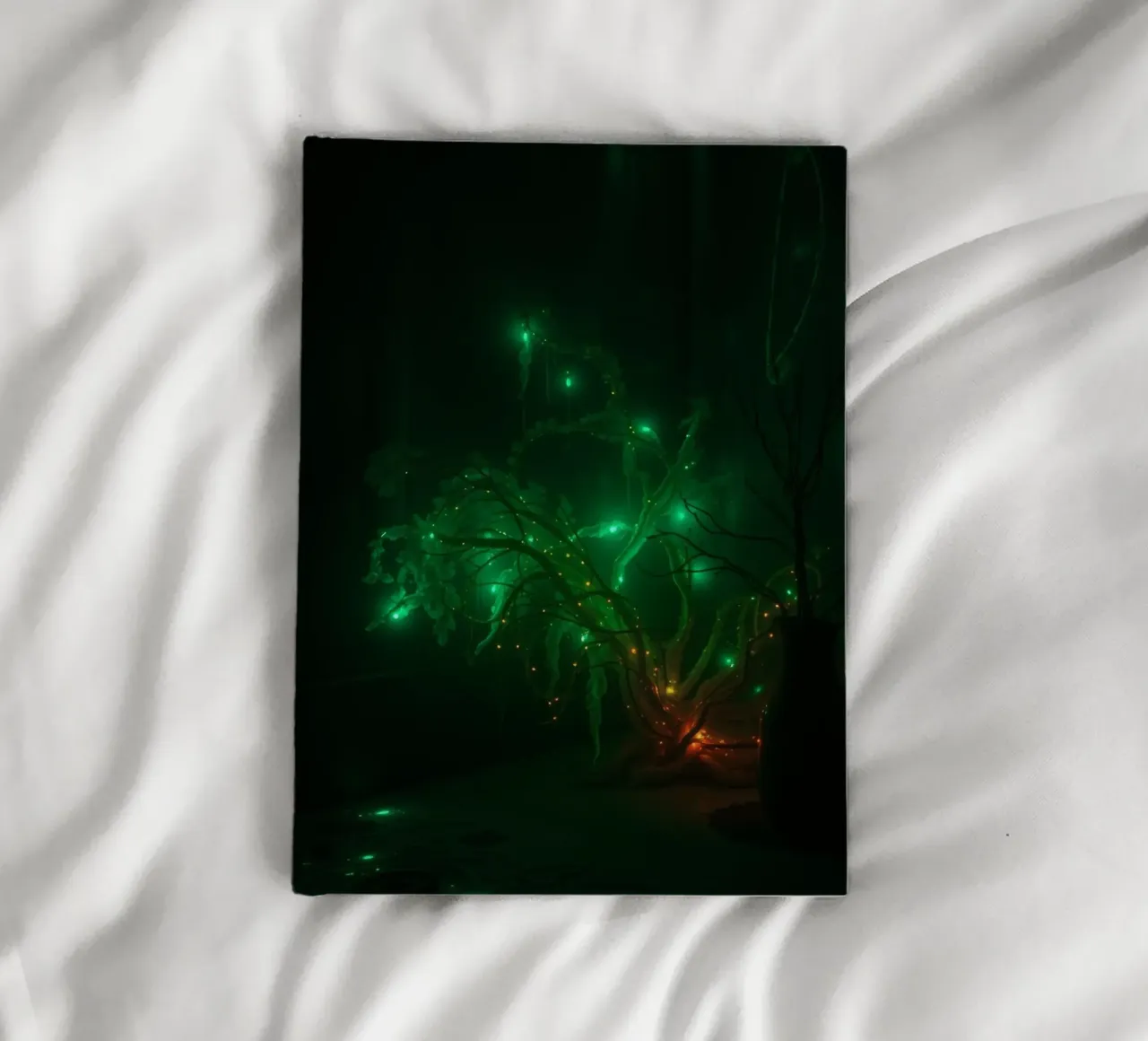 green abstract design creating an enchanting atmosphere notebook by DesignDoodle