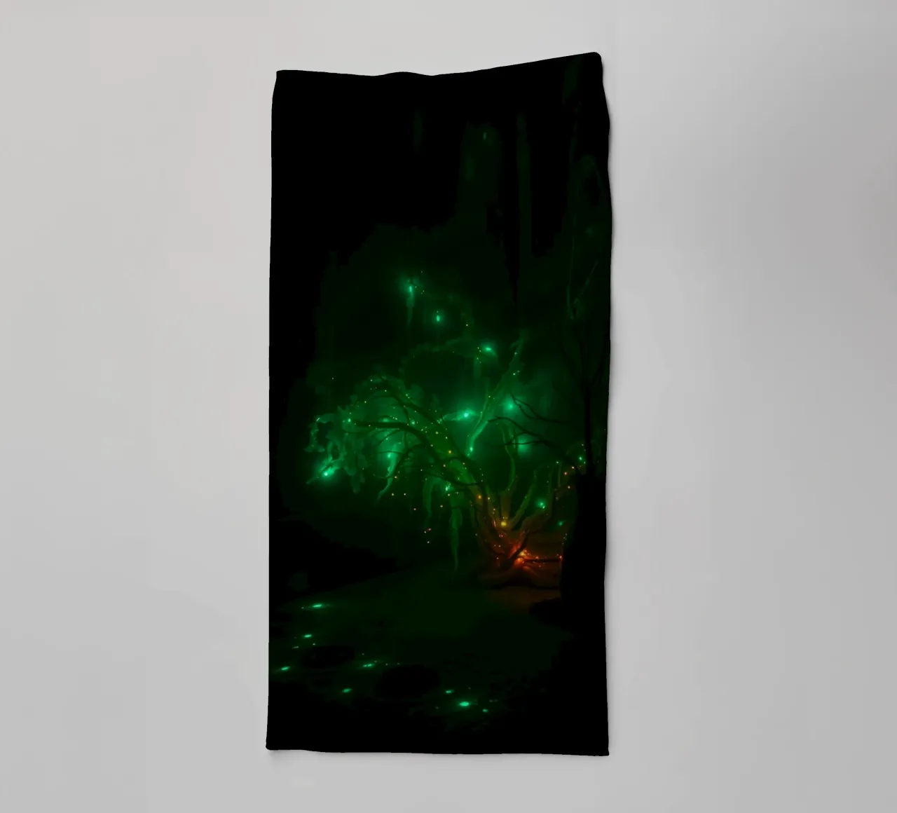 green abstract design creating an enchanting atmosphere towel by DesignDoodle