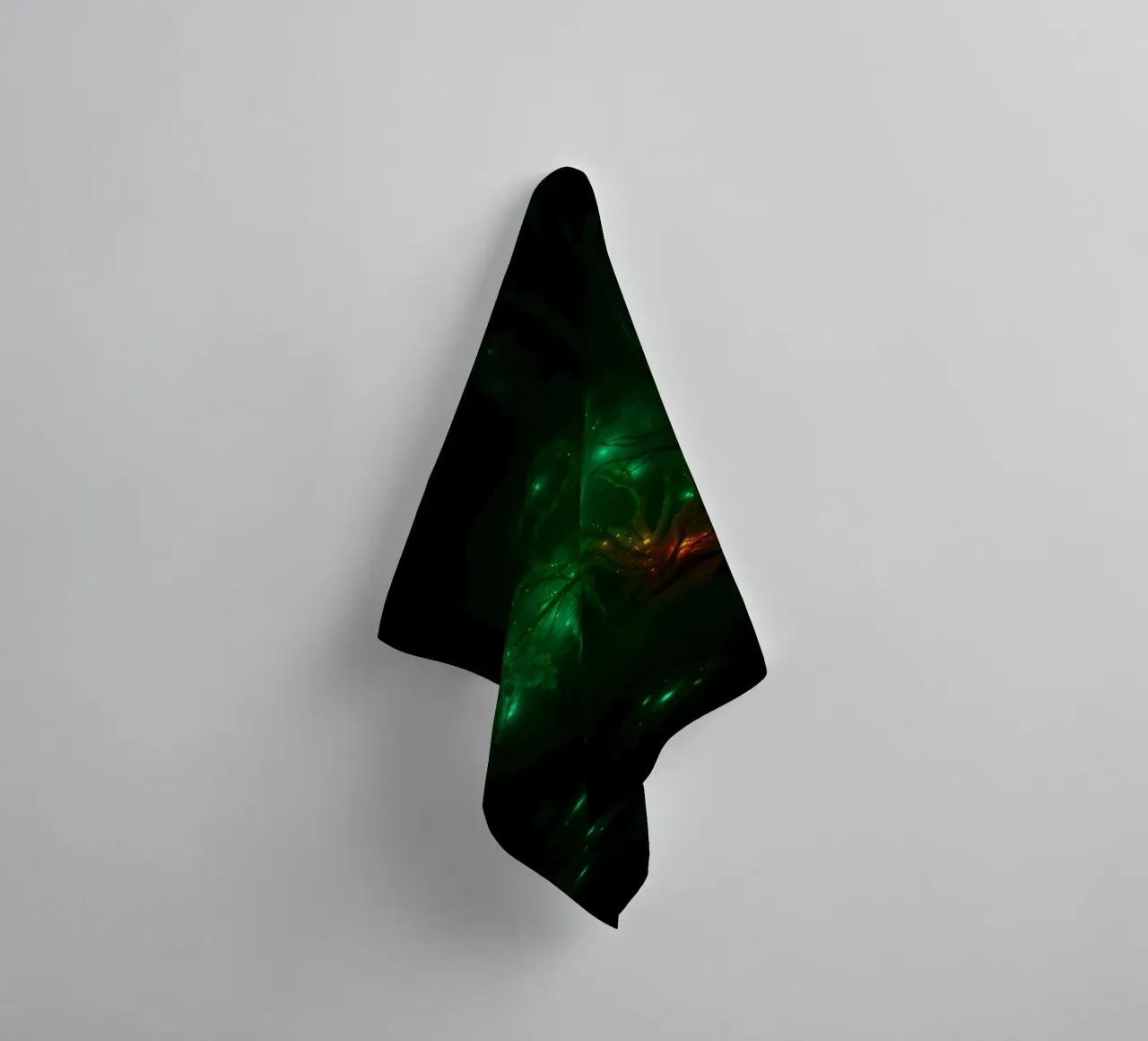 green abstract design creating an enchanting atmosphere towel by DesignDoodle