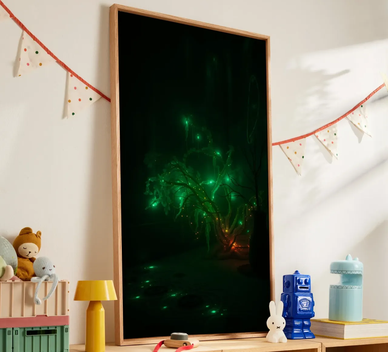 green abstract design creating an enchanting atmosphere canvas by DesignDoodle