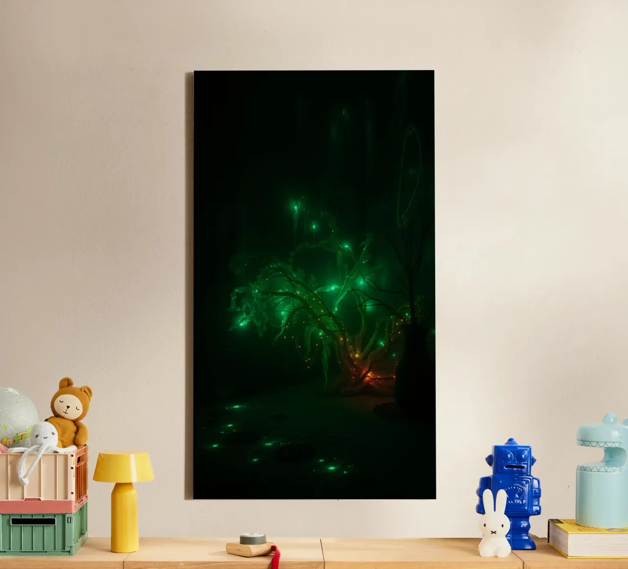 green abstract design creating an enchanting atmosphere canvas by DesignDoodle