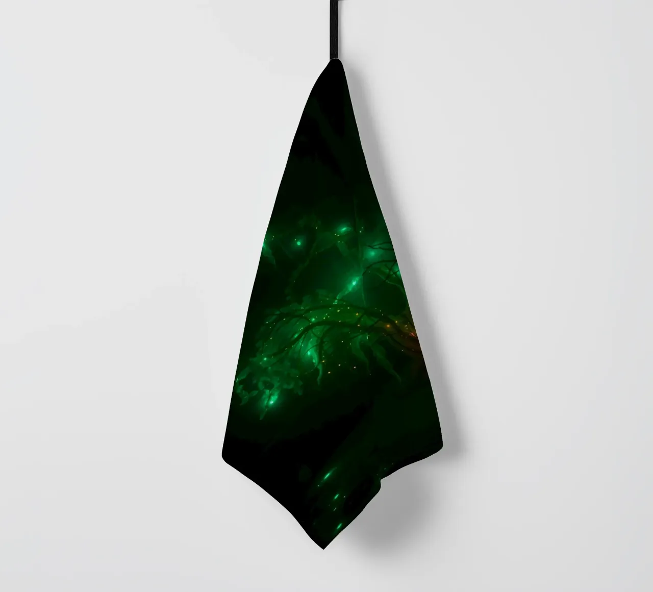 green abstract design creating an enchanting atmosphere tea towel by DesignDoodle