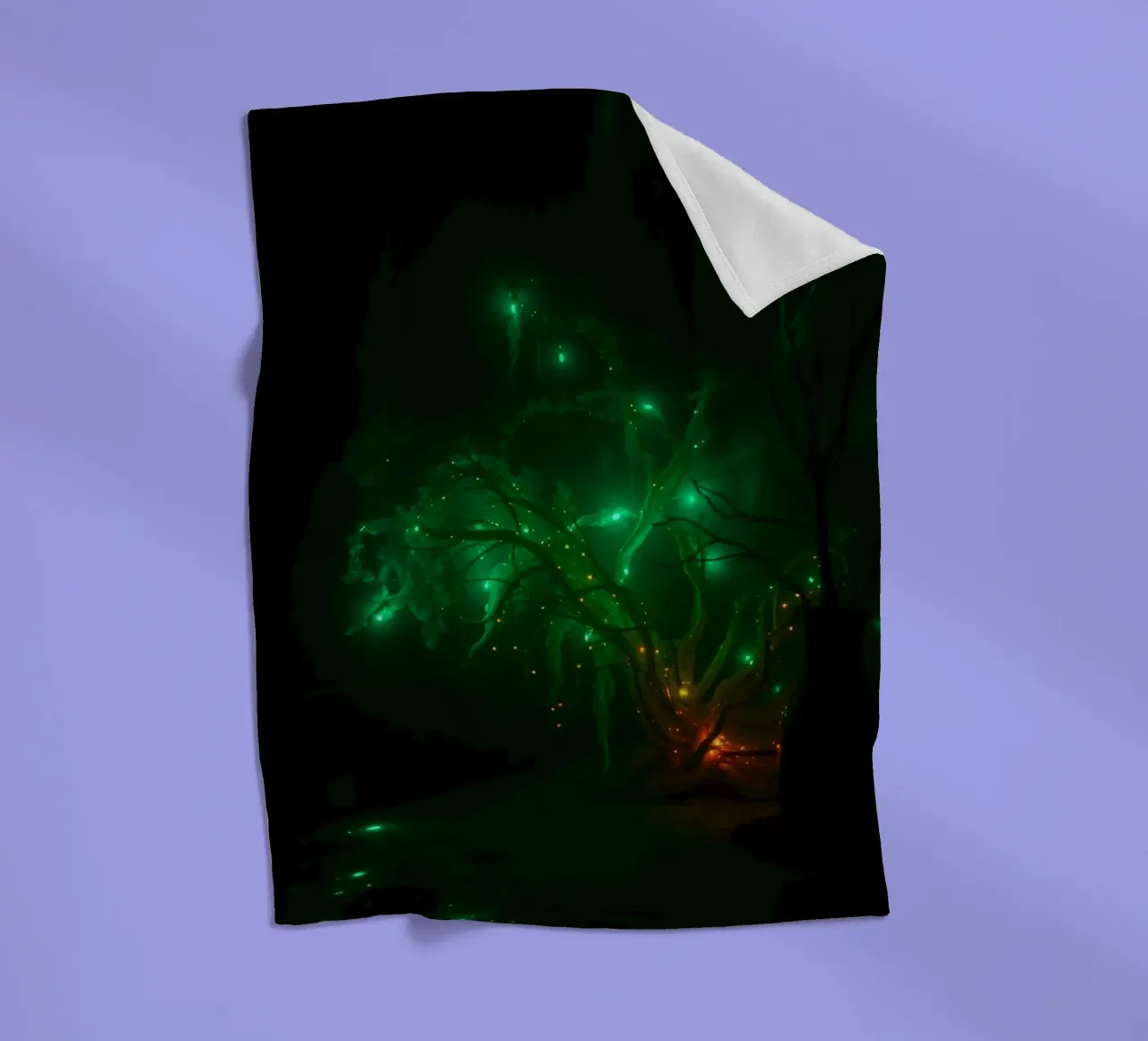 green abstract design creating an enchanting atmosphere fleece blanket by DesignDoodle