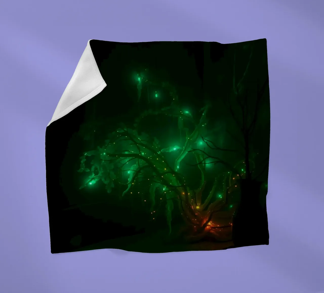 green abstract design creating an enchanting atmosphere fleece blanket by DesignDoodle