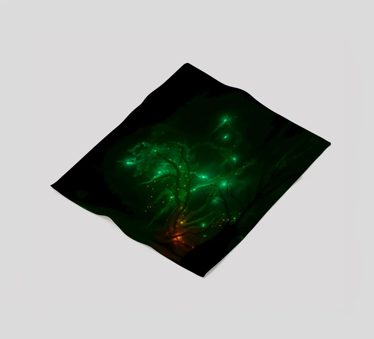 green abstract design creating an enchanting atmosphere fleece blanket by DesignDoodle