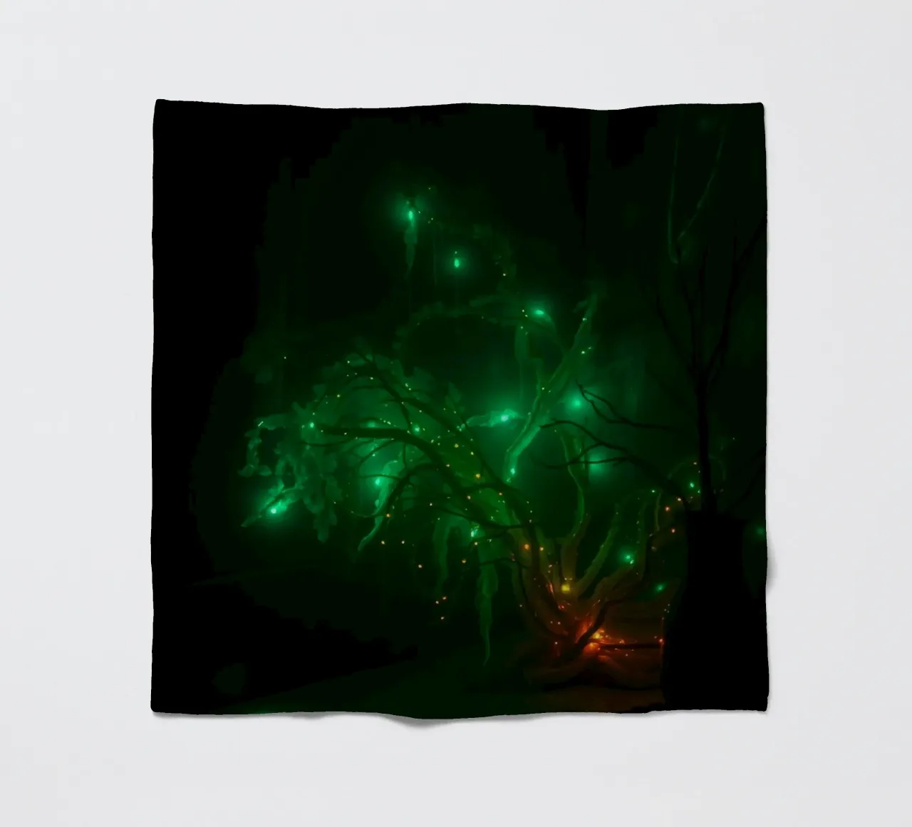 green abstract design creating an enchanting atmosphere fleece blanket by DesignDoodle