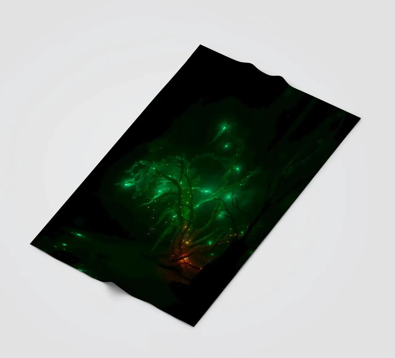 green abstract design creating an enchanting atmosphere fleece blanket by DesignDoodle