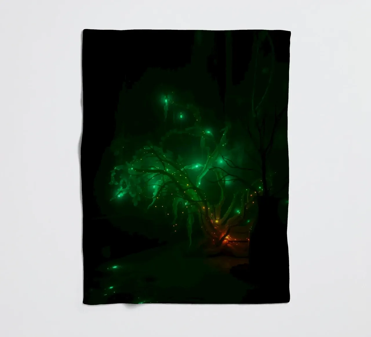 green abstract design creating an enchanting atmosphere fleece blanket by DesignDoodle