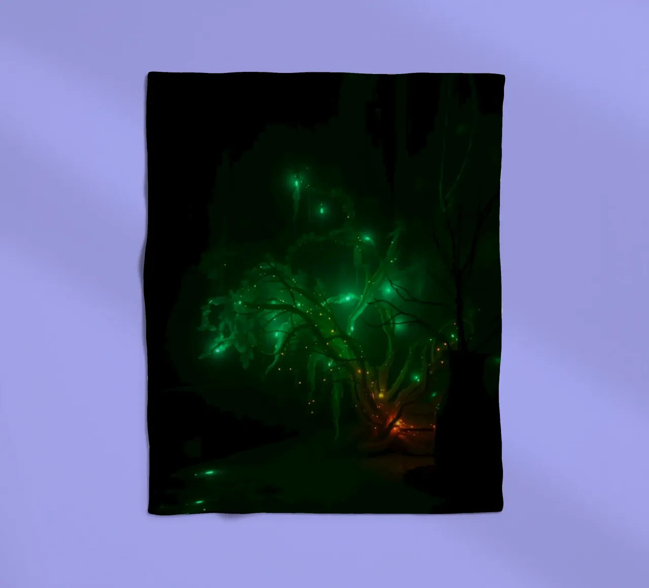 green abstract design creating an enchanting atmosphere fleece blanket by DesignDoodle