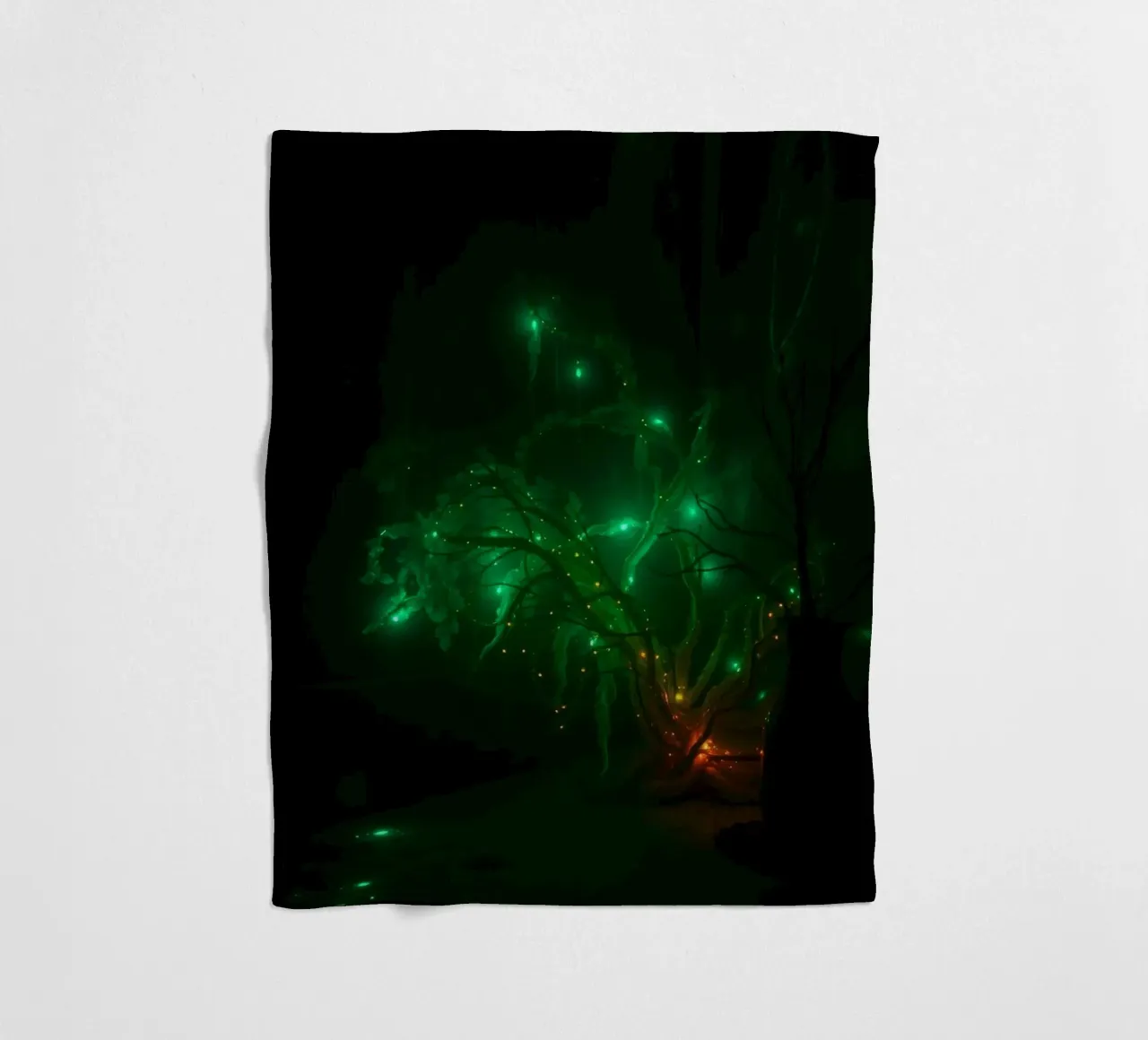 green abstract design creating an enchanting atmosphere fleece blanket by DesignDoodle