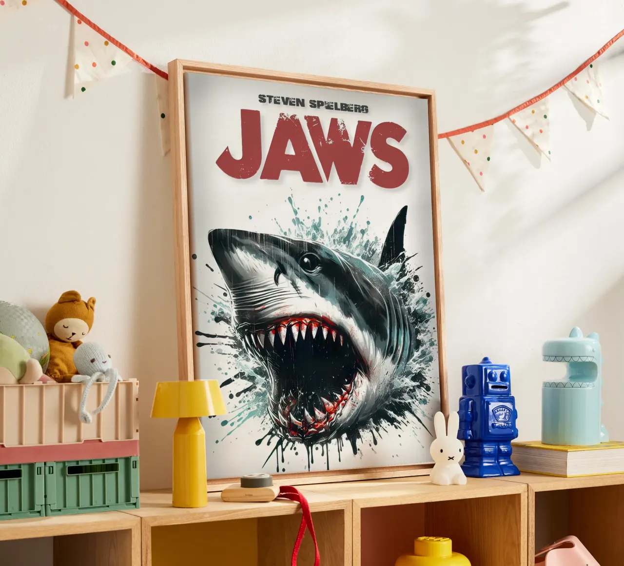 Jaws tela con Cornice a cassetta da 🎞 The Movie Wall