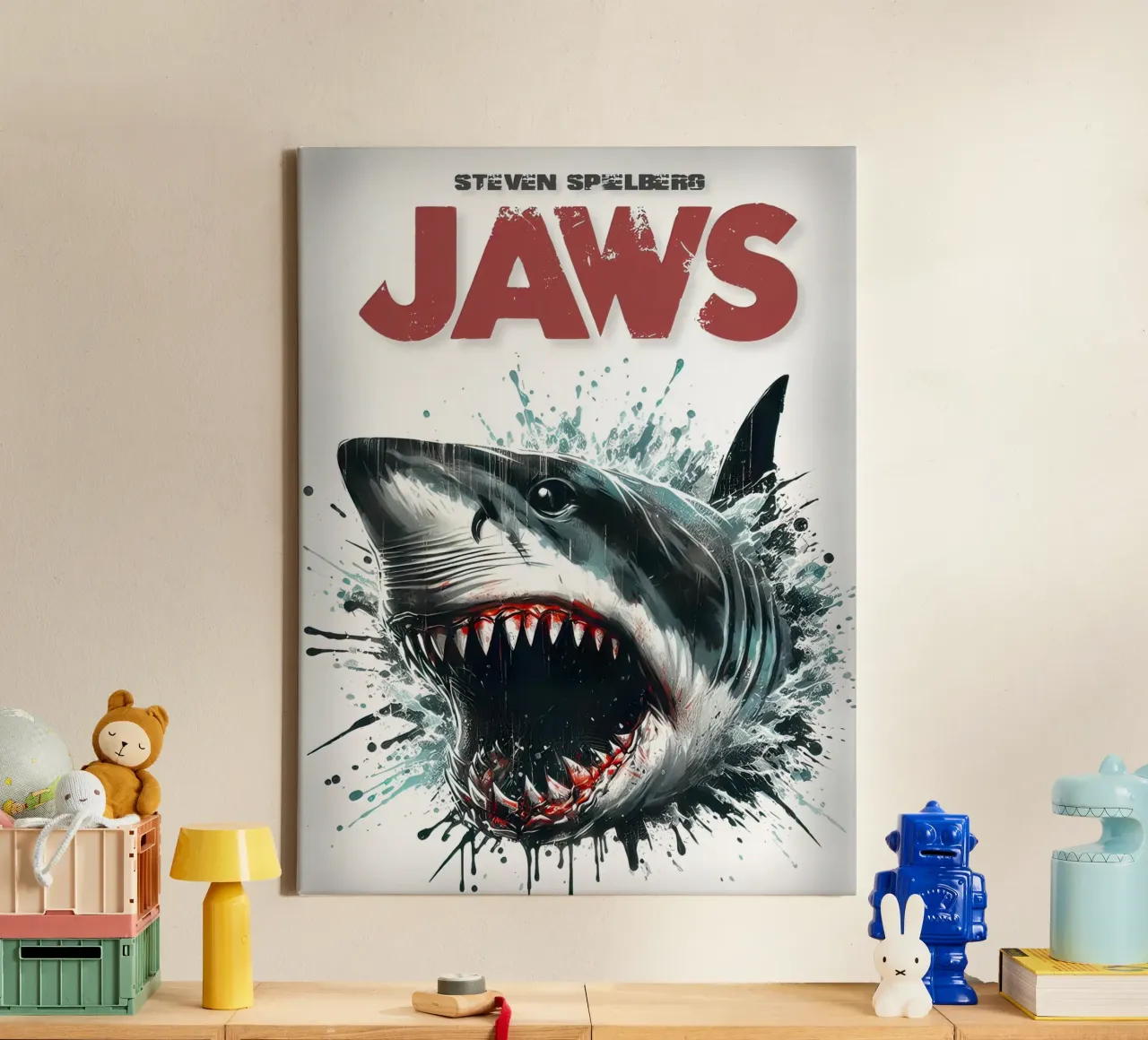 Jaws tela con Cornice a cassetta da 🎞 The Movie Wall