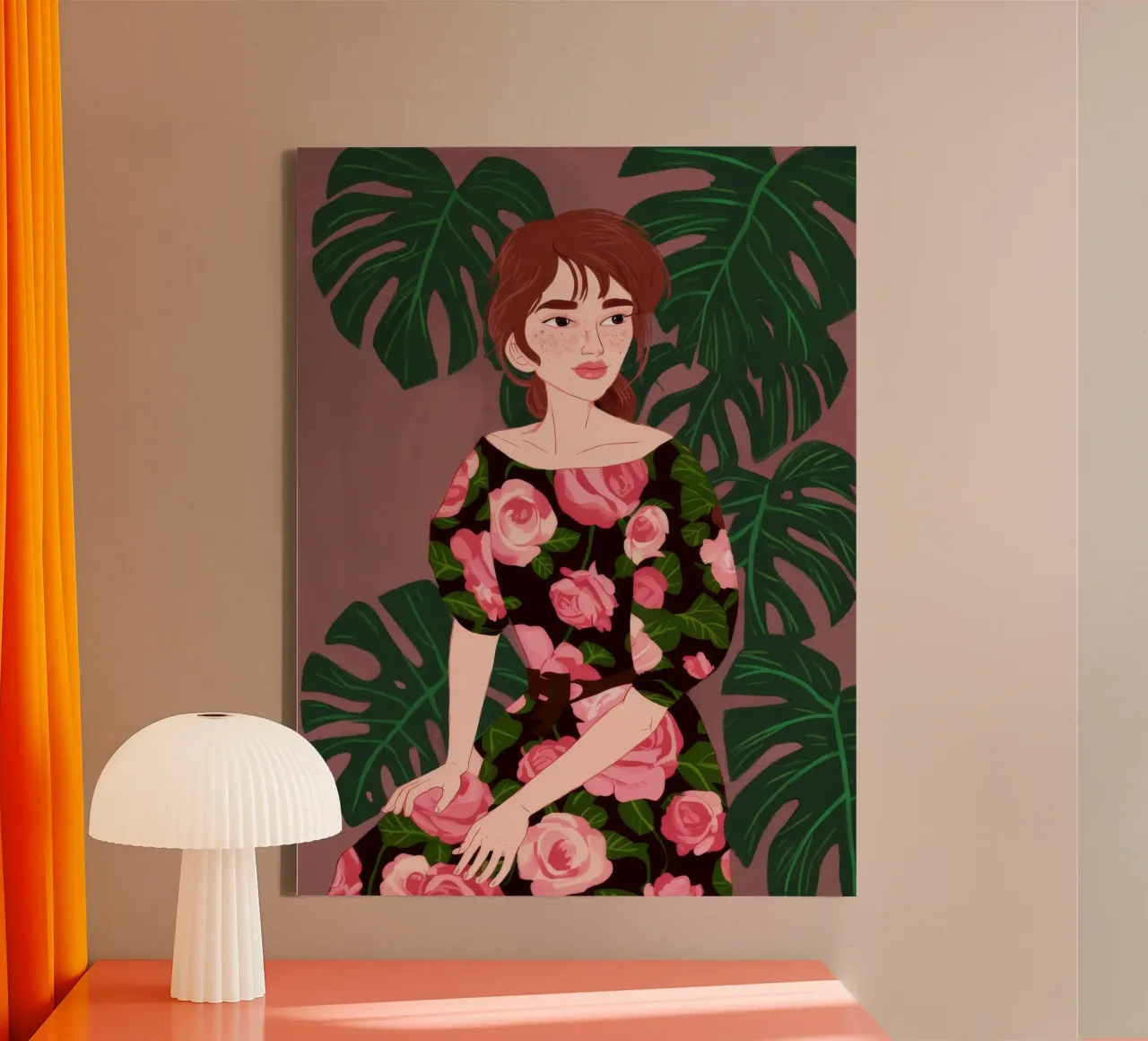 Eleganza della rosa tropicale tela con Cornice a cassetta da Aether Brush