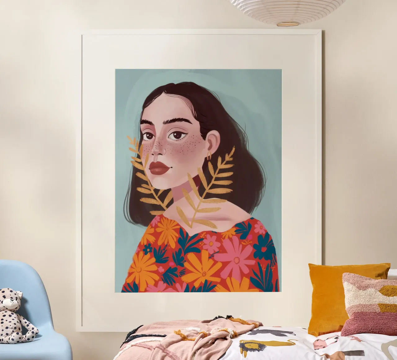 Enigma della foglia d'oro poster con telaio in alluminio da Aether Brush