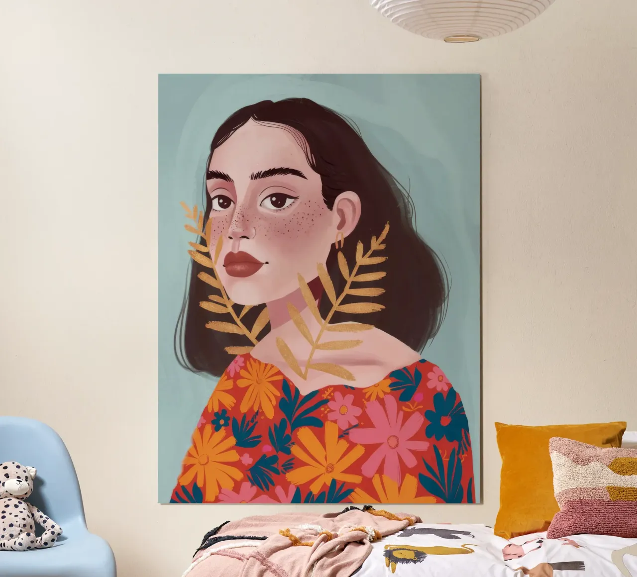 Enigma della foglia d'oro poster con telaio in alluminio da Aether Brush