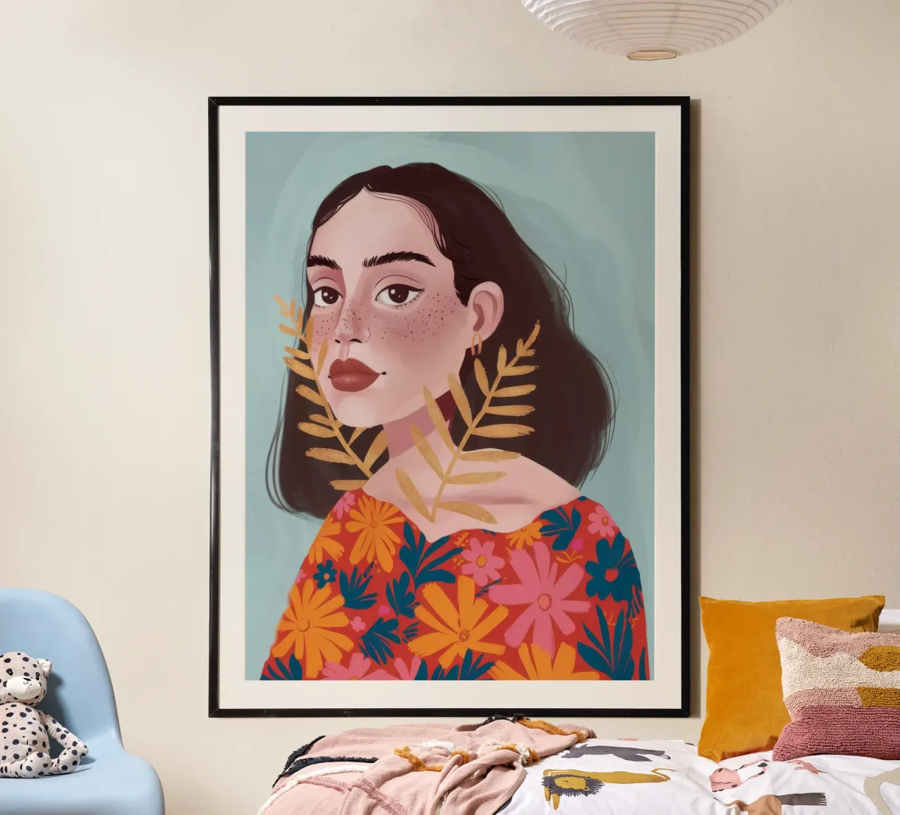 Enigma della foglia d'oro poster con telaio in alluminio da Aether Brush