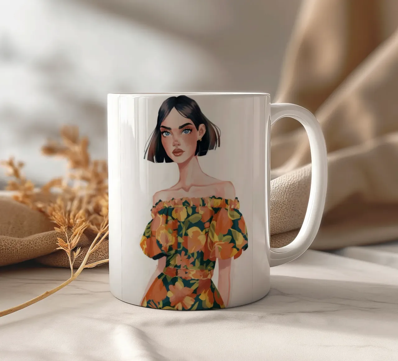 Audace eleganza floreale tazza in ceramica da Aether Brush
