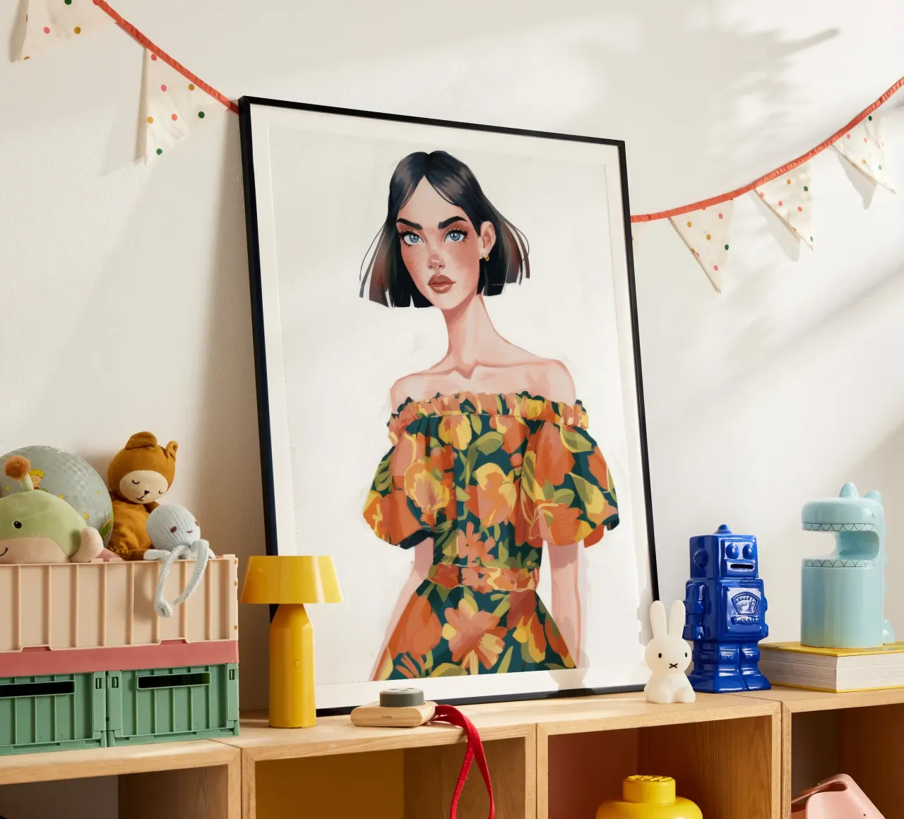 Audace eleganza floreale poster con telaio in legno da Aether Brush