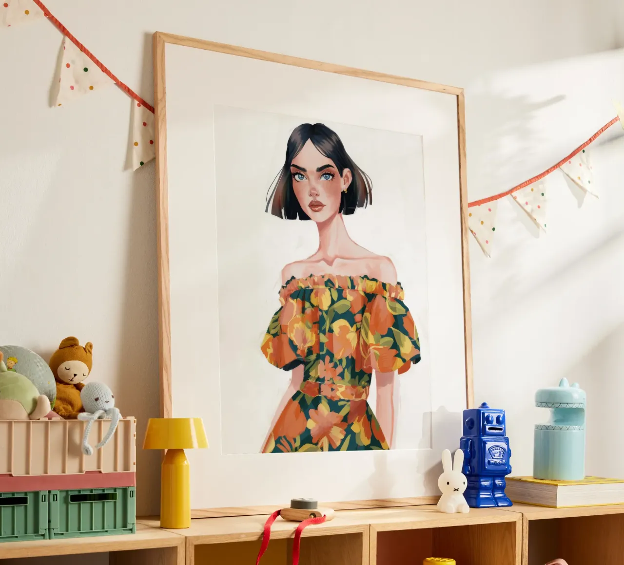 Audace eleganza floreale poster con telaio in legno da Aether Brush