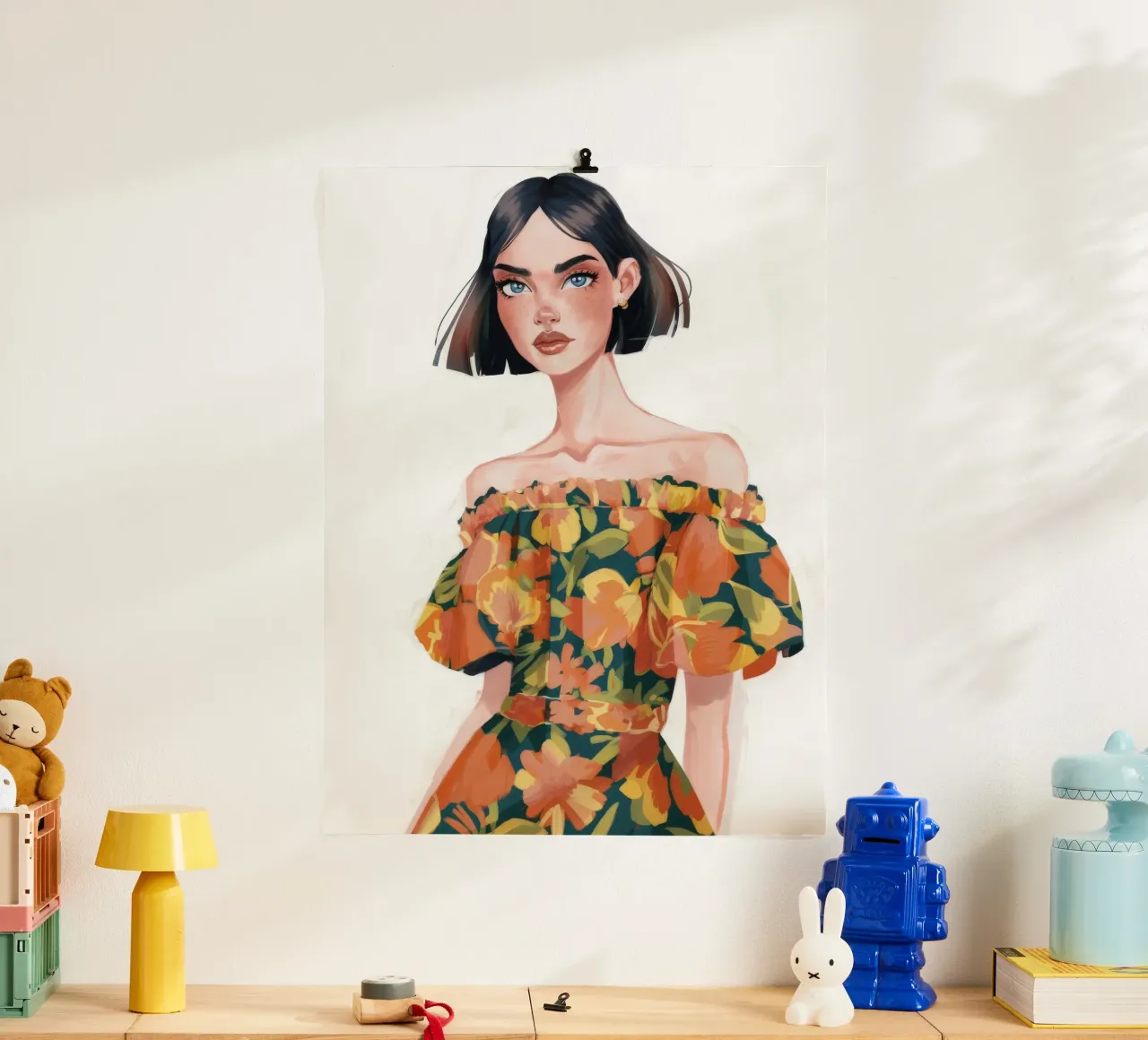 Audace eleganza floreale poster con telaio in legno da Aether Brush