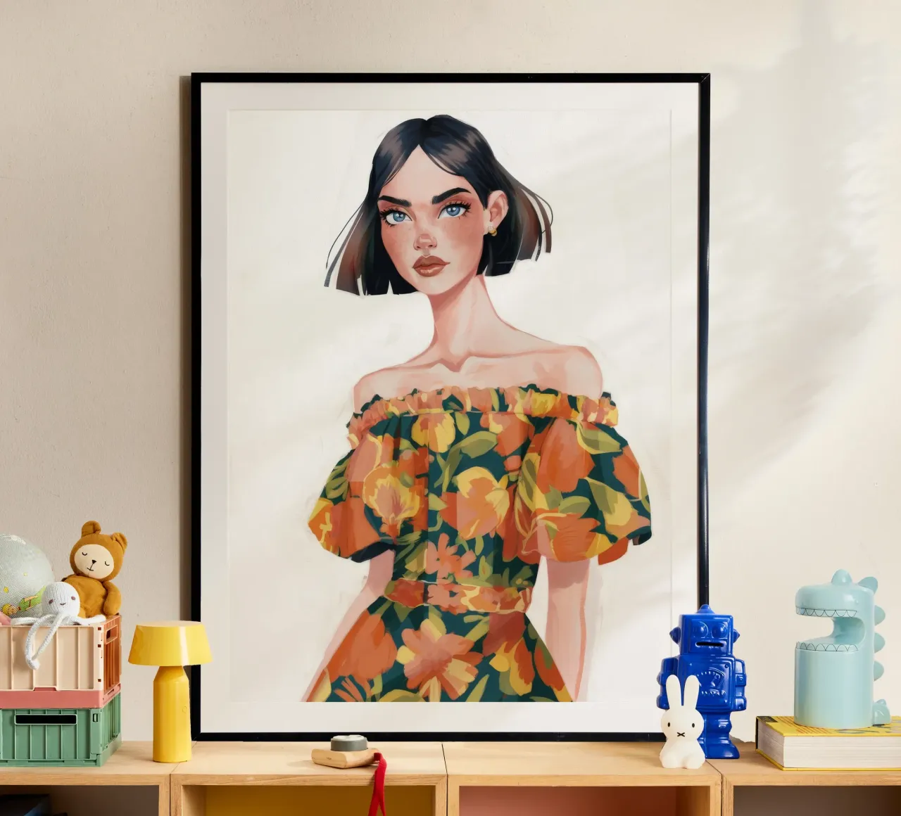 Audace eleganza floreale poster con telaio in legno da Aether Brush