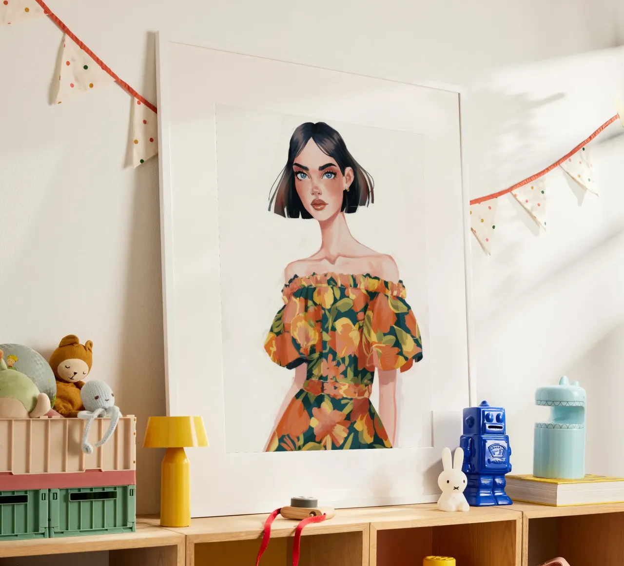 Audace eleganza floreale poster con telaio in legno da Aether Brush