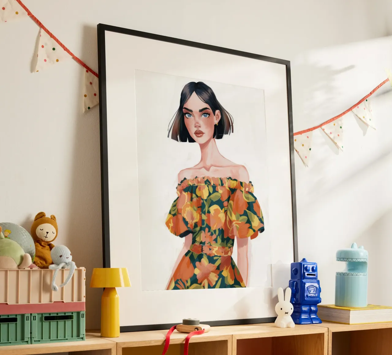 Audace eleganza floreale poster con telaio in legno da Aether Brush