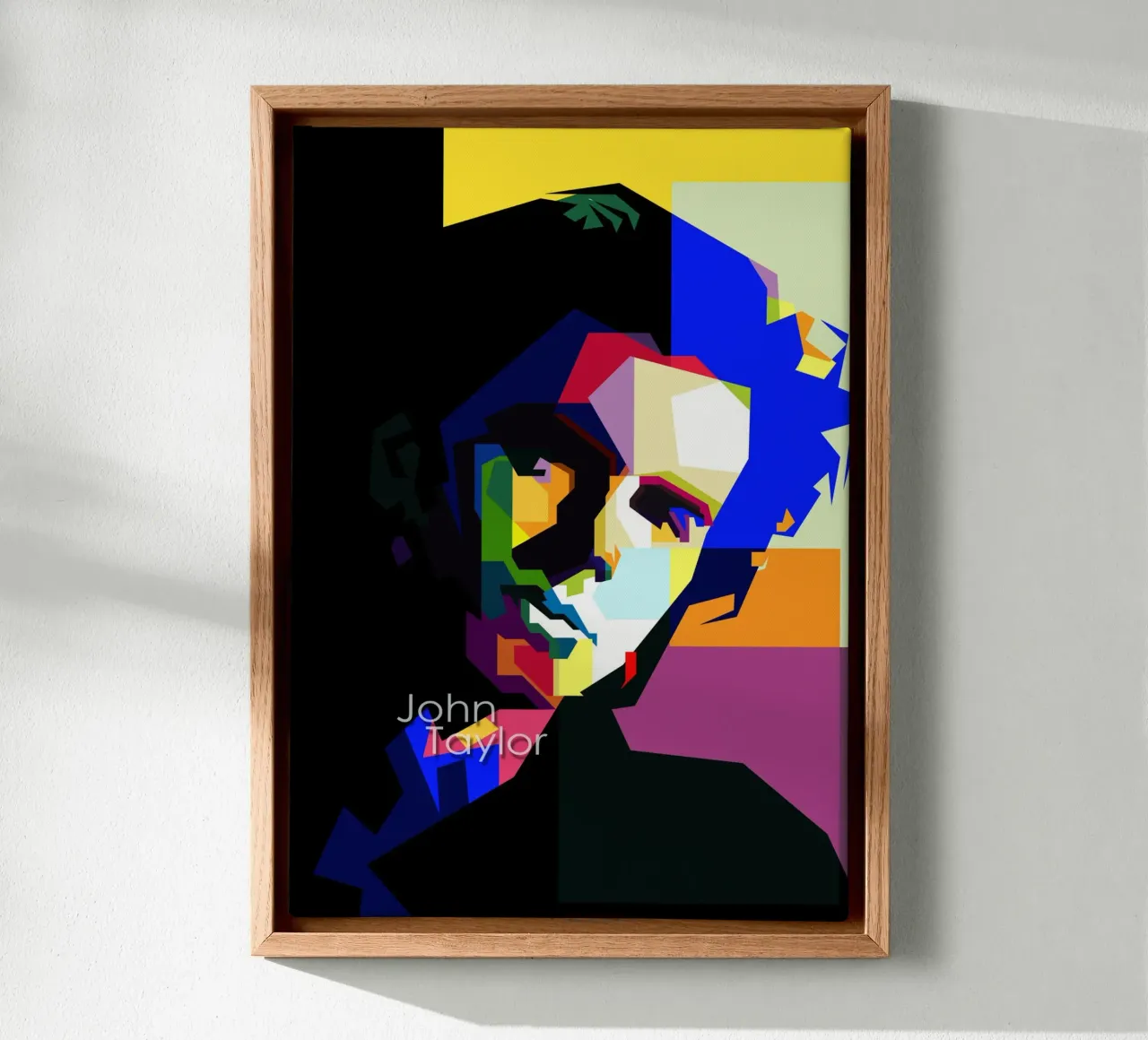 John Taylor Duran Duran Musiker WPAP Trending Now Leinwand mit Schattenfugenrahmen von Artkreator