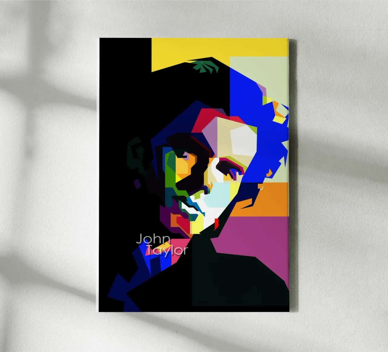 John Taylor Duran Duran Musiker WPAP Trending Now Leinwand mit Schattenfugenrahmen von Artkreator