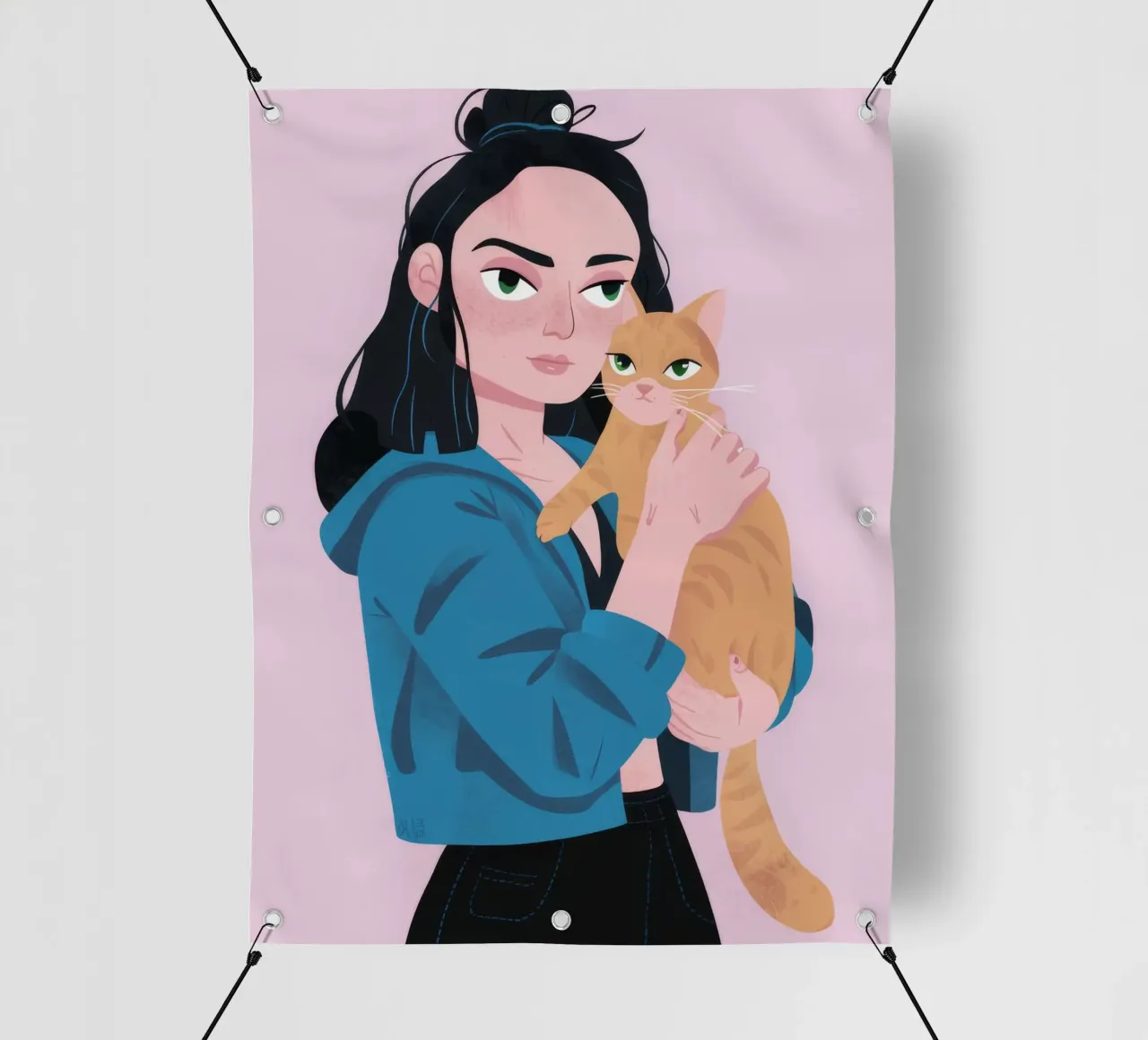 Tenero abbraccio felino telo in pvc da Aether Brush
